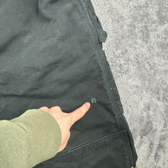 VTG Carhartt Bib Overalls Mens 52x31 Black Duble Knee Duck Quilt Lined USA RO2 - Picture 9 of 11